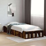 vidaXL Posteljni okvir dimljeni hrast 100x200 cm inženirski les | Shoptok.si