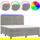 The Living Store Box spring postelja z vzmetnico LED svetlo siva 180x200cm žamet - Box Spring Postelja, (21489351) | Shoptok.si