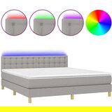  Krevet box spring s madracem LED svjetlosivi 160x200 cm tkanina | shoptok.hr