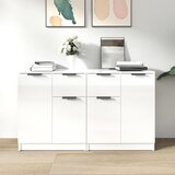 vidaXL Komoda 2 kosa bela visok sijaj 60x30x70 cm konstruiran les Cene