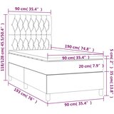 Krevet box spring s madracem LED svjetlosivi 90x190 cm baršun | Eponuda.com