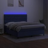 Krevet box spring s madracem LED plavi 180x200 cm od tkanine | Eponuda.ba