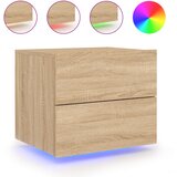 Maison Chic Stenska Nočna omarica - Nočna miza z LED lučkami sonoma hrast, (21690460) | Shoptok.si