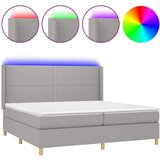  Box spring postelja z vzmetnico LED sv. siva 200x200 cm blago, (20723338) | Shoptok.si