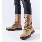 Gemre Beige insulated ankle boots with chain Carroll | Shoptok.si