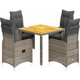  5-dijelni vrtni bistro set od poliratana s jastucima sivi Siva 90 x 90 x 75 cm | shoptok.hr