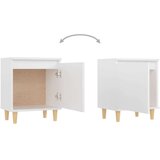 vidaXL Nočna omarica z lesenimi nogami bela 40x30x50 cm | Shoptok.si