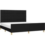  Posteljni okvir z vzglavjem črn 180x200 cm blago, (20795079) | Shoptok.si