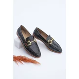 Marjin Women's Loafer Buckle Casual Shoes Bentas Brown Croco