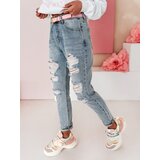 DStreet Spodnie damskie jeansowe mom fit z dziurami MOMVIBE niebieskie | Shoptok.si