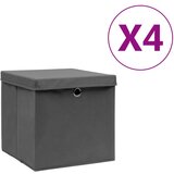vidaXL Škatle s pokrovi 4 kosi 28x28x28 cm sive Cene