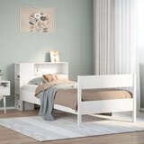 vidaXL Krevet s regalom za knjige bez madraca bijeli 75x190cm borovina | shoptok.hr