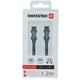 Swissten kabel USB-C/USB-C, platneni, 3A, 1.2m, sivi | shoptok.hr