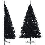 vidaXL Umetna polovična novoletna jelka s stojalom črna 240 cm PVC, (20670851) Cene