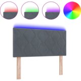  LED uzglavlje s dizajnom dijamantnih blokova u tamno sivoj 100 cm pliša | shoptok.hr