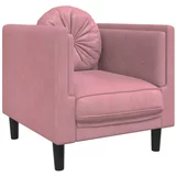 vidaXL Fotelj z blazino roza žamet, (21094778)