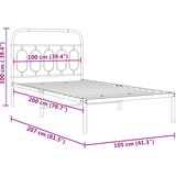 Metalni okvir za krevet s uzglavljem bijeli 100x200 cm | shoptok.hr