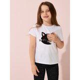 Sinsay Pamučna majica s ukrasnim šljokicama | shoptok.hr