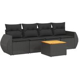  The Living Store Vrtna sedežna garnitura 5-delna z blazinami črn poli ratan - Vrtna Sedežna Garniture, (21461993) | Shoptok.si