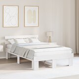 vidaXL posteljni okvir z naslonom Bela 135x190 cm Trden borov les Cene