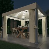 vidaXL sjenica sa zastorima i LED svjetlima 3 x 3 m krem bijela Cijene