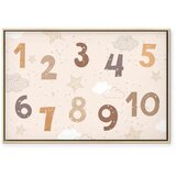  Slika - Jumping Numbers - Numbers in a Subdued Beige-Brown Hue Among Snowflakes Stars and Clouds 60x40 U prirodnom drvenom okvir | shoptok.hr