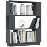 vidaXL knjižna omara/pregrada siva 80x25x101 cm trdna borovina | Shoptok.si
