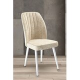 Hanah home set trpezarijskih stolica Platinum 6 kom, krem tkanina Jerry, bele metalne noge | Eponuda.com