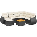 Maison Chic Seti vrtnega pohištva - Vrtna garnitura - Vrtni pohištvo set 8-delna z blazinami črn poli ratan, (21800151) | Shoptok.si