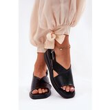 Boto Lacquered Women's Wedge Sandals Made Of Eco Leather Black Quilara | ePonuda.com