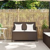 vidaXL vrtna klop za shranjevanje z blazino brown poly rattan | Shoptok.si