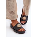 Zazoo 2920 Leather Women's Wedge Sandals with Gold Detail Gold Distressed | shoptok.hr