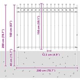  Obročasta ograja Črna 200 x 200 cm Prašno lakirano jeklo, (5000157853) | Shoptok.si