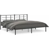 Metalni Kovinski posteljni okvir z vzglavjem črn 193x203 cm
