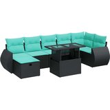  Vrtna garnitura - 8-dijelni set vrtnih sofa od poliratana s jastucima sivi bagrem - Crna sa spremištem 1 | shoptok.hr