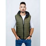 Glano Men's quilted vest with hood - khaki Cene'.'