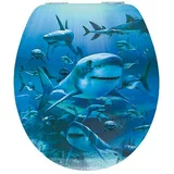 Poseidon WC daska Hai 3D (Samospuštajuća, Drvo, Plave boje)