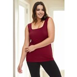 Dewberry 21135 Womens Plus Size Tank Top Blouse-BURGUNDY | Shoptok.si