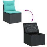  Vrtna garnitura - 9-dijelni set vrtnih sofa od poliratana s jastucima crni - Crna 4x corner+4x centre+1x garden+12x back+8x seat | shoptok.hr