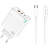 Jellico hišni polnilec adapter C79 220V Gun Quick Charge PD 65W vhod 1x USB A in 2x Type C - (s kablom Lightning- TypeC) 3.0 bel, (21150031) Cene