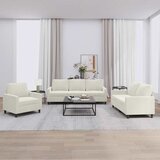  3-dijelni set sofa s jastucima krem baršunasti Cijene