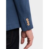 Ombre Men's SLIM knit jacket with subtle texture - dark blue | Shoptok.si