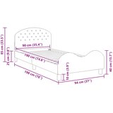 Krevet za djecu s uzglavljem Tamnosiva 90 x 190 cm Baršun | shoptok.hr