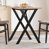 vidaXL Jedilna miza X okvir 80x50x75,5 cm trdna borovina lito železo | Shoptok.si