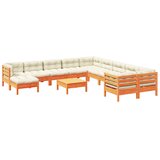  12-dijelni set vrtnih sofa s jastucima voštano smeđi borovine | Eponuda.com