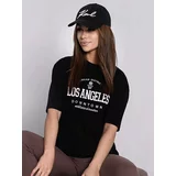 Fasardi Women's black T-shirt with embroidered lettering