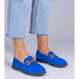 D/CEO marka niezdefiniowana Blue suede loafers with gold decoration Daliana | Shoptok.si