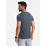Ombre Men's T-shirt with unbuttoned round henley neckline - navy blue | Eponuda.ba
