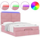  Otomanski krevet s madracima&LED ružičasti 140x190cm baršunasti | shoptok.hr