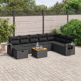 vidaXL 9-dijelni set vrtnih sofa s jastucima crni od poliratana | shoptok.hr